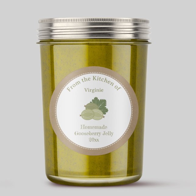 Rustikale Gooseberry-Jelly-Etikettenaufkleber Runder Aufkleber (Rustic Gooseberry Jelly Label Sticker)