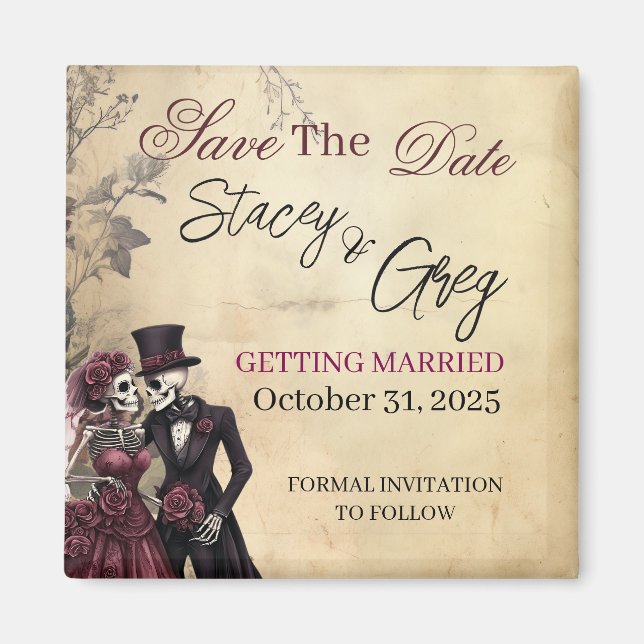 Rustikale Gothic Skelettheirat Magnet (Vorne)