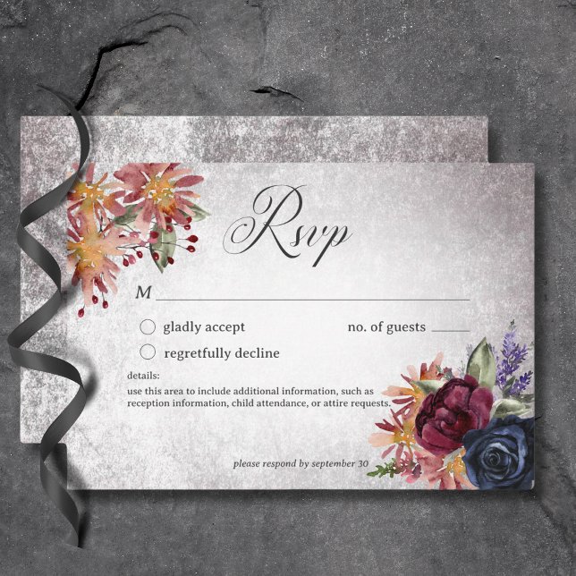 Rustikale gotische Farben Halloween Hochzeit kein  RSVP Karte (Rustic Gothic Colors Halloween Wedding No Dinner RSVP Card)