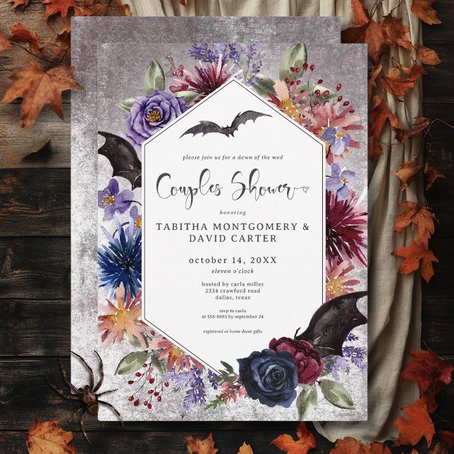Rustikale gotische Farben Halloween Paare Dusche Einladung (Rustic Gothic Colors Halloween Couples Shower Invitation)