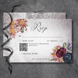 Rustikale gotische Farben Halloween QR Code RSVP Karte