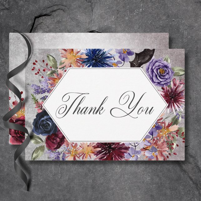 Rustikale gotische Hochzeit Dankeskarte (Rustic Gothic Colors Halloween Wedding Thank You Card)