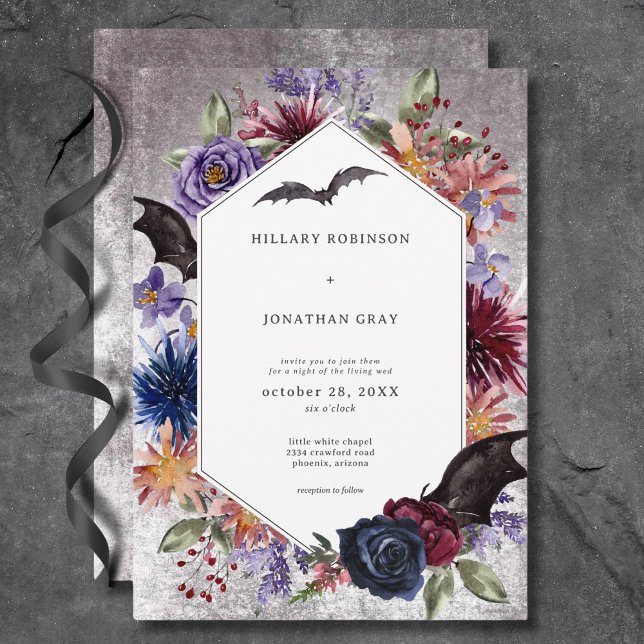 Rustikale gotische Hochzeit Einladung (Rustic Gothic Colors Halloween Wedding Invitation)