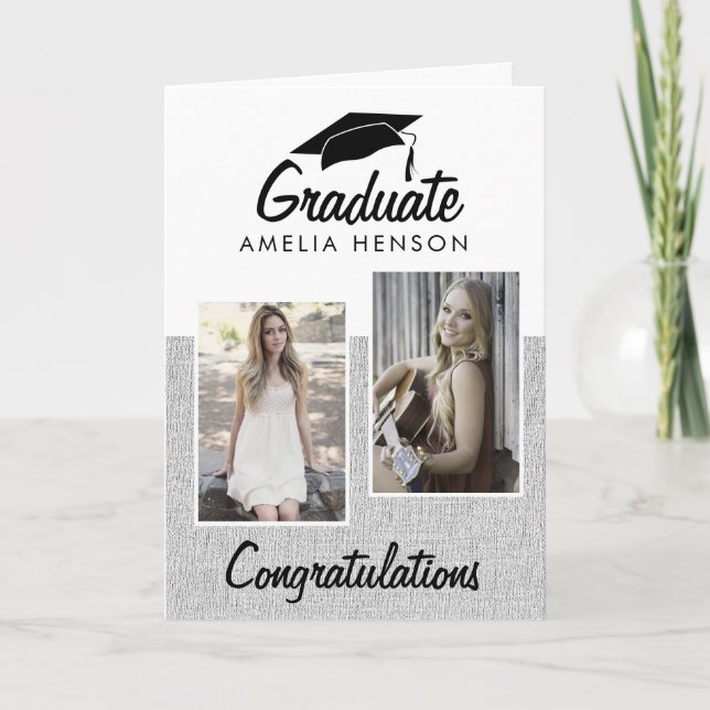 Rustikale Graduate Gratulation 2 FotoCollage Karte (Vorderseite)