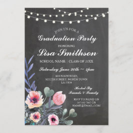 Rustikale Graduiertenpasten Rosa Blume Einladung