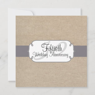 Rustikale Grau- und Beige-Jute-Hochzeitstagsfeier Einladung
