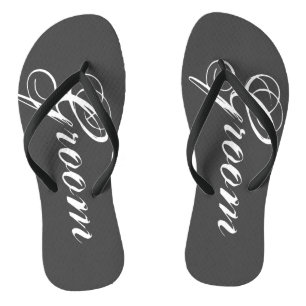 Rustikale graue Hochzeits-Flip-Flops für Braut und Flip Flops