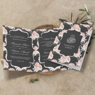 Rustikale graue und rosafarbene Rosen Muslimische  Einladung