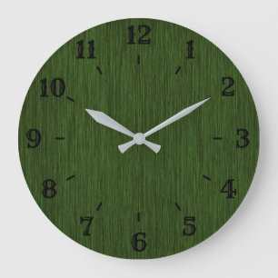 Rustikale, graugrüne, gestanzte Holzuhr Große Wanduhr