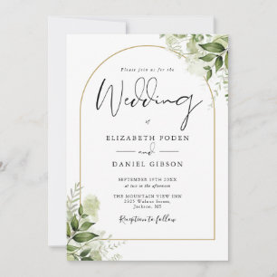 Rustikale Greenery-Gold-Tor-Hochzeit alles in eine Einladung