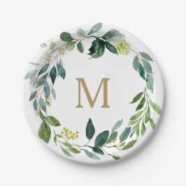 Rustikale Greenery Monogram Paper Teller