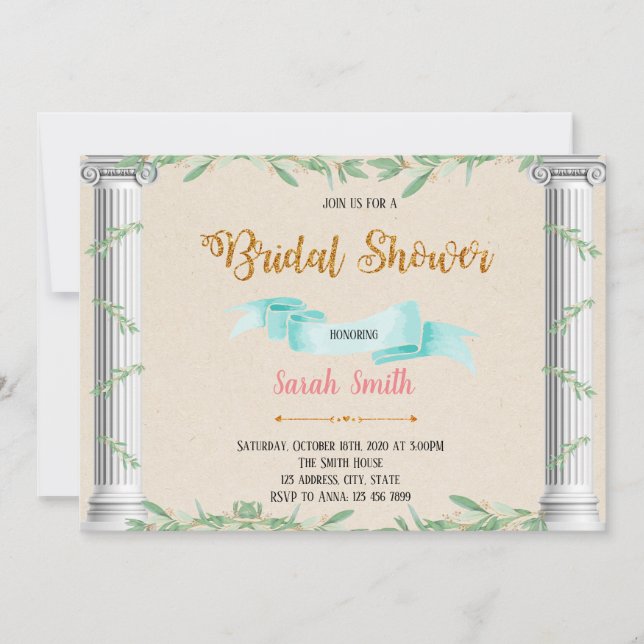 Rustikale griechische Thema-Party Einladung (Vorderseite)