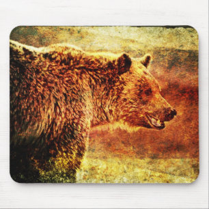 Rustikale Grizzlybär-Kunst-Mausunterlage Mousepad