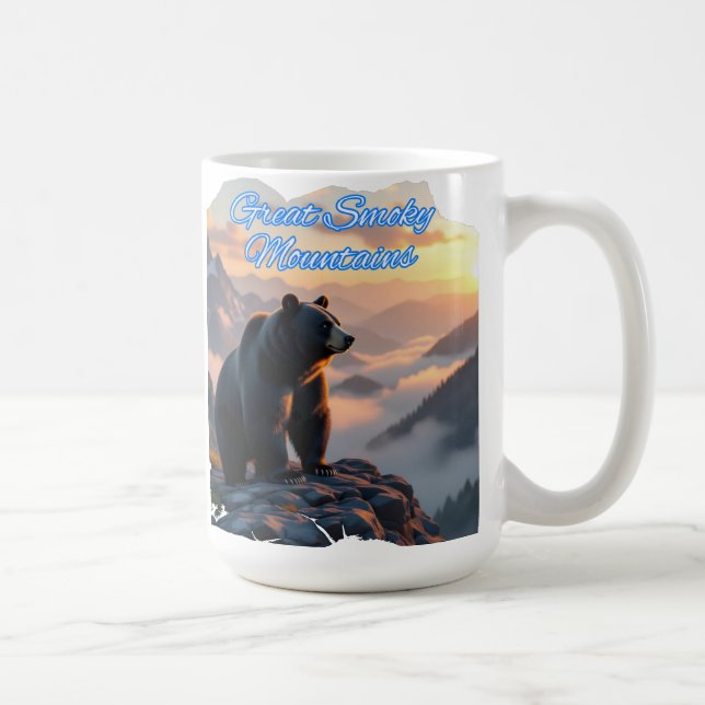 Rustikale Große Smoky-Berge Schwarzer Bär Kaffeetasse (Rechts)