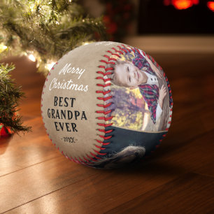 Rustikale Großkinder 3 Fotos Frohe Weihnachten Baseball