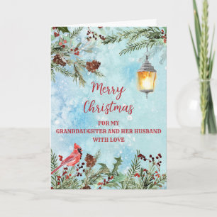 Rustikale Großtochter und Ehemann frohe Weihnachte Karte