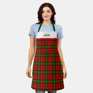 Rustikale grün-rote Tartan-Karo-Schürze mit Namen Schürze