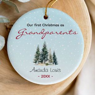 Rustikale grüne Bäume Erstes Weihnachten Großelter Keramik Ornament