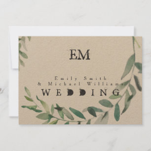 Rustikale grüne Blätter zum Hochzeitsschreiben von Einladung