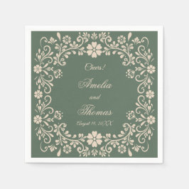 Rustikale grüne Blume Hochzeit Serviette