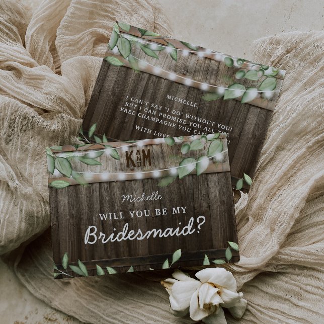 Rustikale Grüne Bridesmaid - Vorschlag Card Postkarte (Von Creator hochgeladen)