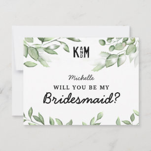 Rustikale Grüne Bridesmaid - Vorschlag Card Postkarte