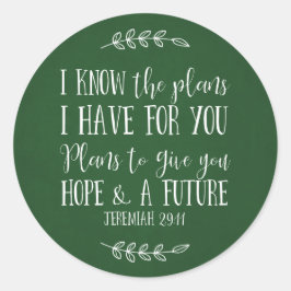 Rustikale grüne Christliche Bibelverse Typografie Runder Aufkleber