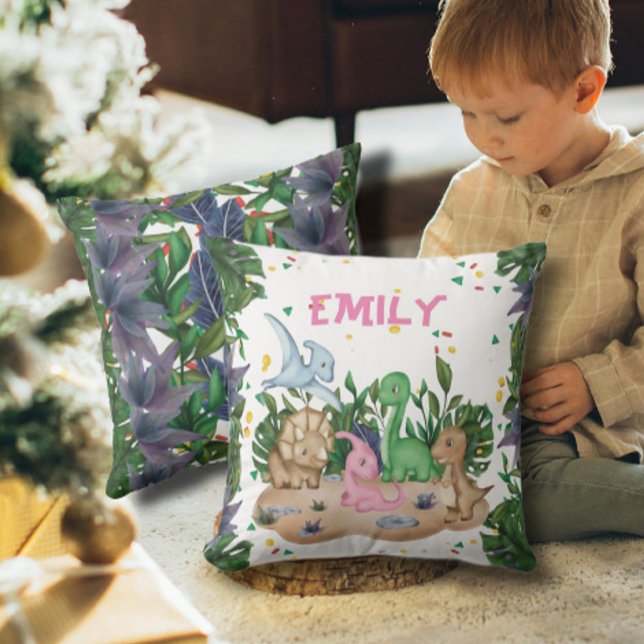 Rustikale Grüne Dinosauriername Kissen (Von Creator hochgeladen)