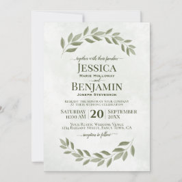Rustikale Grüne Einfache Elegante Große Hochzeit Einladung