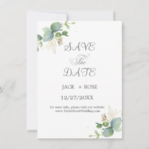 Rustikale Grüne Eukalyptus Sommerhochzeit. Save The Date