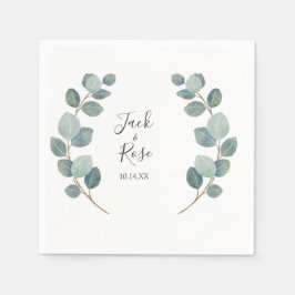 Rustikale Grüne Eukalyptus Sommerhochzeit. Serviette