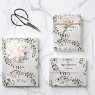 Rustikale Grüne Eukalyptus Vine Wedding Vielen Dan Geschenkpapier Set