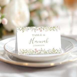 Rustikale grüne florale elegante Brautparty-Platzk Tischnummer