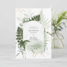 Rustikale Grüne-Gold-Hochzeit Einladung
