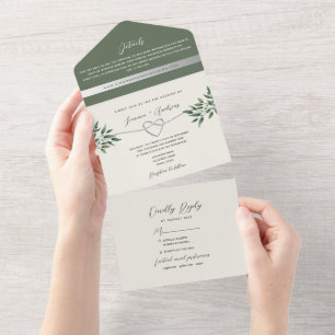 Rustikale Grüne Hochzeit des Olive All In One Einladung