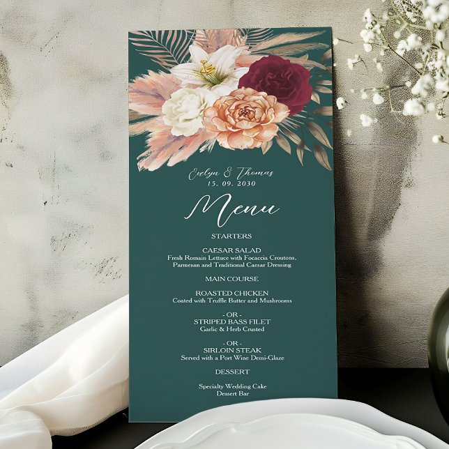 Rustikale grüne Hochzeit Menükarte (Von Creator hochgeladen)