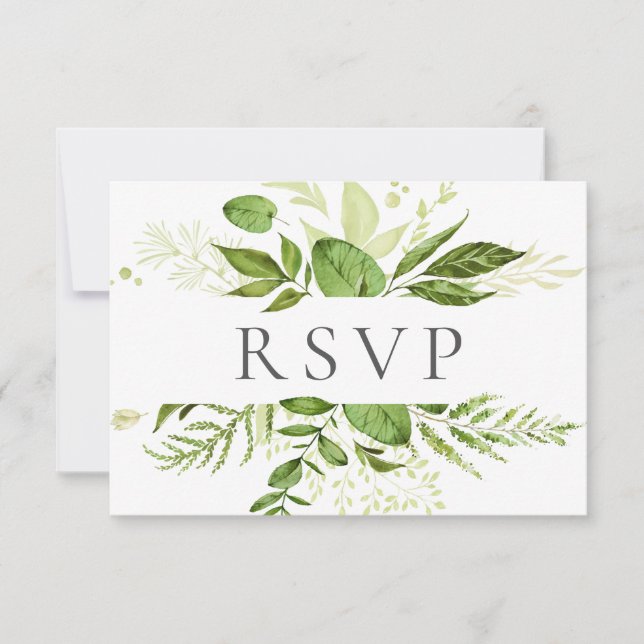 Rustikale Grüne Hochzeit RSVP Karten Grüne (Vorderseite)