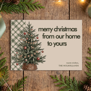 Rustikale grüne Karo-Weihnachtskarte von unserem Z Feiertagskarte