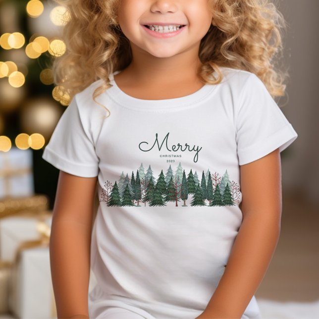 Rustikale grüne Kiefernbäume Weihnachten Urlaub T-Shirt (Rustic green pine trees Christmas Holiday T-Shirt)