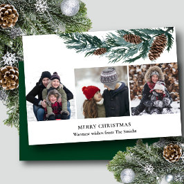 Rustikale grüne Kiefernkiefer Bough 3 Foto Minimal Feiertagskarte