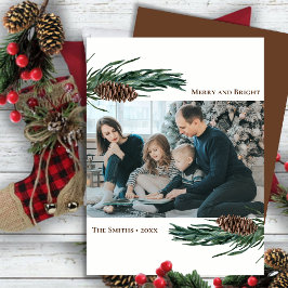 Rustikale grüne Kiefernkiefer Bough Watercolor Feiertagskarte