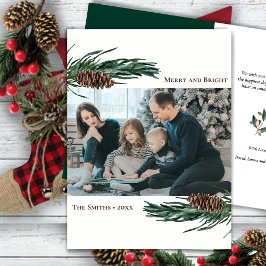 Rustikale grüne Kiefernkiefer Bough Watercolor Feiertagskarte