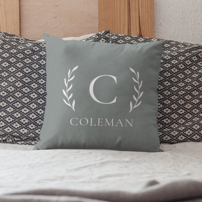 Rustikale grüne Monogramm erste Innentür Kissen (Von Creator hochgeladen)