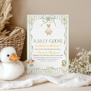 Rustikale grüne neutrale Silly Goose Babyparty Einladung