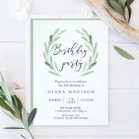 Rustikale Grüne Olive Branch Wreath Geburtstagspar Einladung<br><div class="desc">Einfache und rustikale Geburtstagsparty Einladungs-Karte mit Aquarellblütenillustrierung mit grünem Olivenzweig. Es ist ideal für Frühjahr-,  Sommer- und Strandveranstaltungen. Für eine erweiterte Anpassung dieses Designs,  klicken Sie bitte auf den Button "Anpassen" oben! Matching-Elemente sind ebenfalls verfügbar.</div>