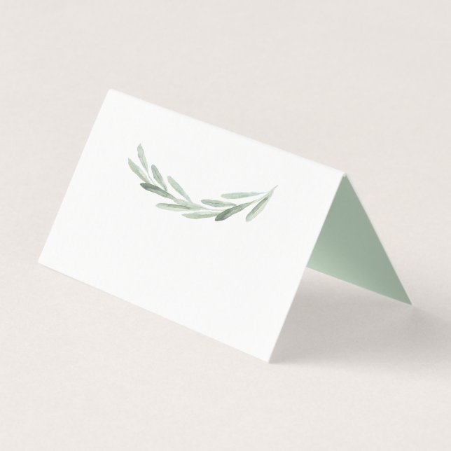 Rustikale grüne Olive Kranz-Platzkarte (Rückseite)