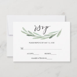 Rustikale grüne Olivenzweig Einfache Hochzeit RSVP Karte
