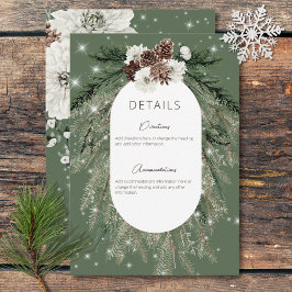 Rustikale Grüne Pine Winter Sparkone Details Begleitkarte