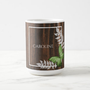 Rustikale grüne Schmetterlinge Personalisierte Kaf Kaffeetasse
