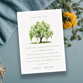 Rustikale Grüne Wasserfarbe Willow Tree Farm Hochz Dankeskarte